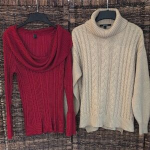 Sophisticated Sweater Bundle x2 Cableknit Metallic Classy Holiday New Year's Eve